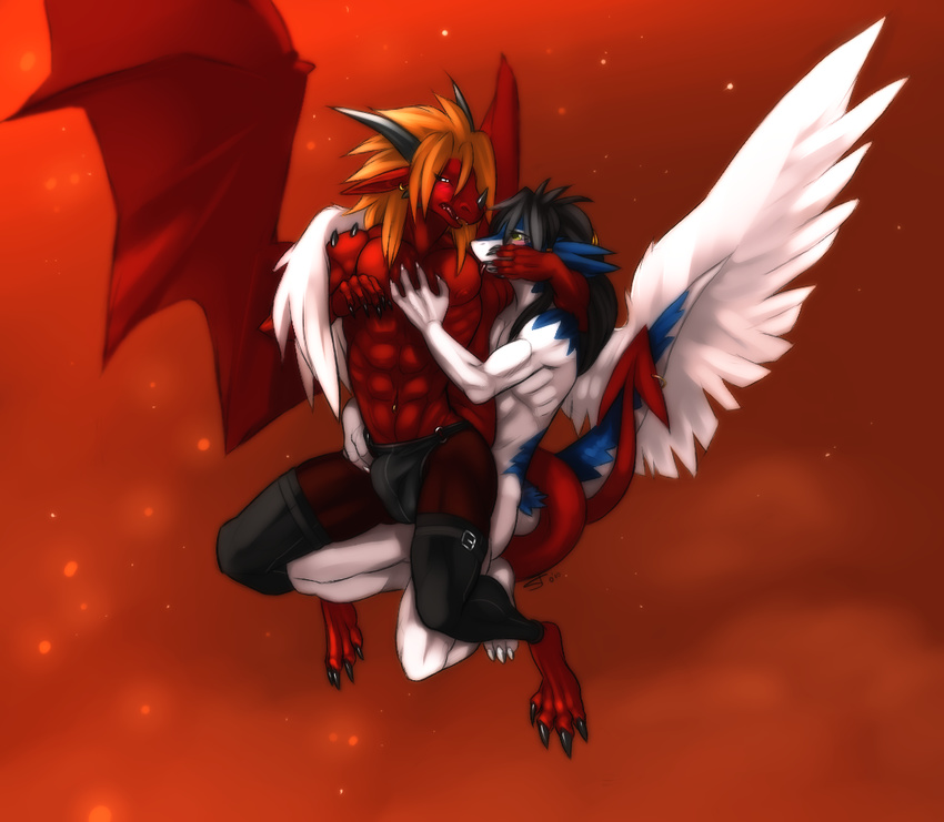 angel angel_dragon anthro bulge claws clei cloud cloudscape demon demon_dragon dragon duo erection flying flying_sex horn intimate legendz leini male male/male outside penis romantic_couple scalie sex sky soulfire starsoul uncut western_dragon wings