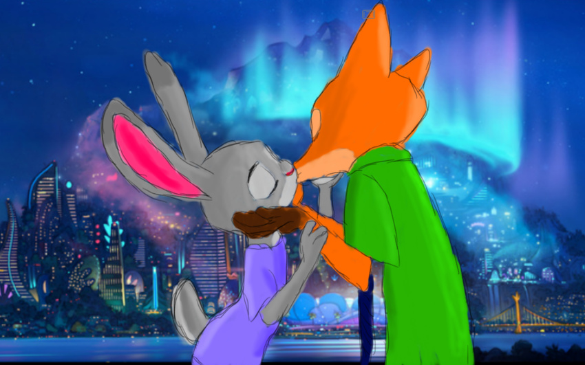 boyfriend canine disney fox girlfriend hopps invalid_tag judy kissing lagomorph love mammal nick night panorama rabbit zootopia