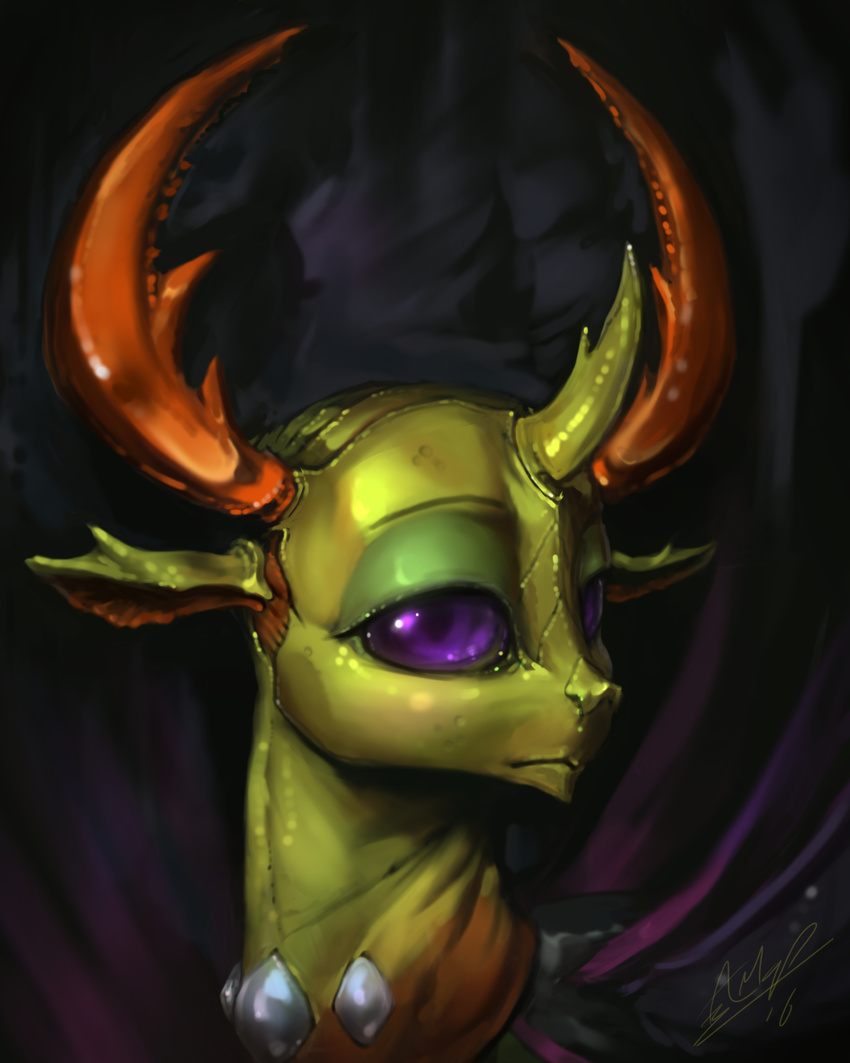 2016 antlers assasinmonkey changeling feral friendship_is_magic horn insect_wings loking_at_viewer male membranous_wings my_little_pony portrait purple_eyes solo thorax_(mlp) wings