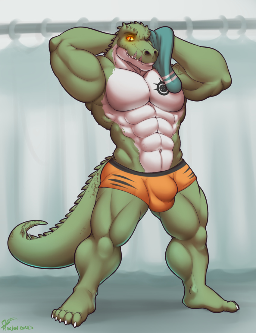 alligator anthro bulge clothing crocodilian male marlon.cores muscular muscular_male reptile scalie solo underwear