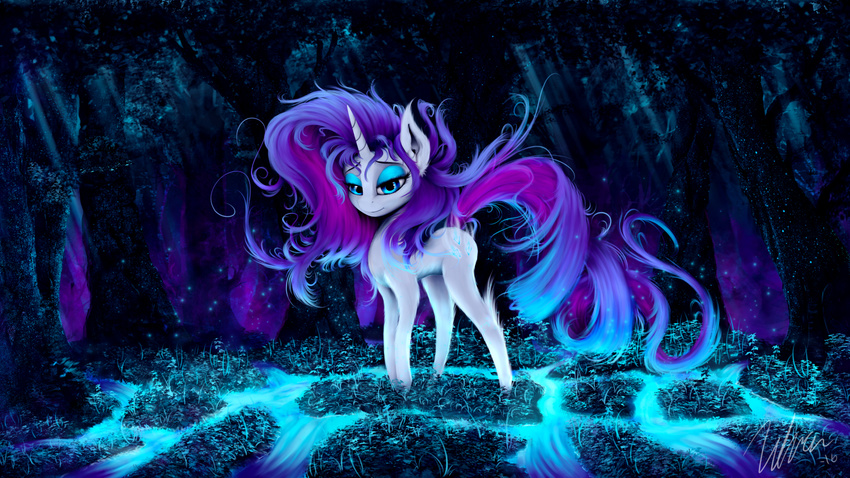 16:9 2016 cutie_mark equine eyeshadow female feral friendship_is_magic hair half-closed_eyes hi_res horn long_hair makeup mammal my_little_pony outside purple_hair rarity_(mlp) salterino smile solo unicorn wallpaper