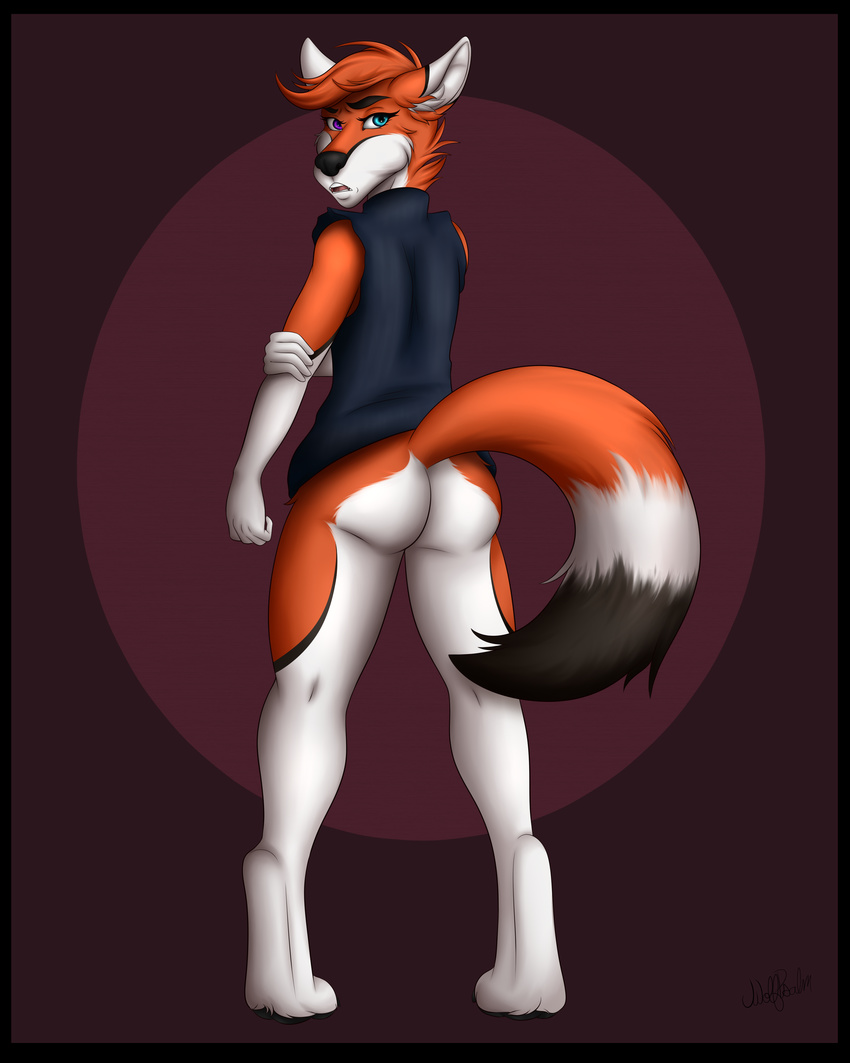 absurd_res bottomless butt canine clothed clothing digital_media_(artwork) female fox hi_res invalid_tag looking_back mammal partially_clothed wolfpsalm