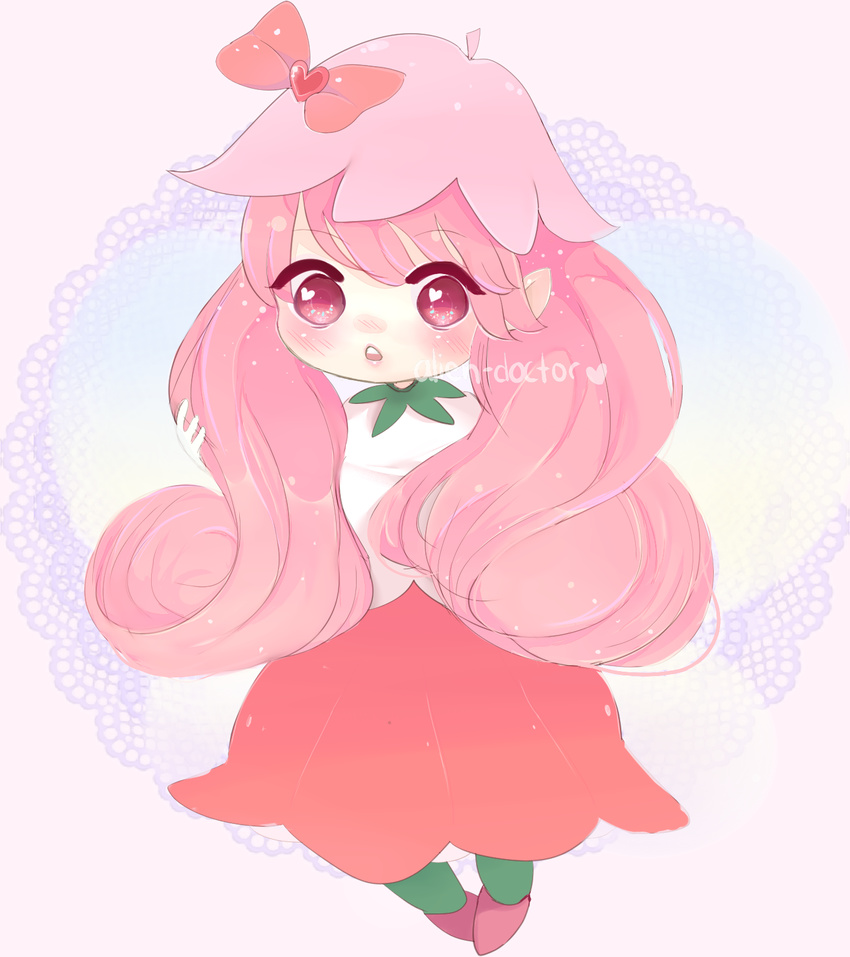 &lt;3 blush chibi fairilu fairy female red_ribbon rilu_rilu_fairilu tiny_body tulip