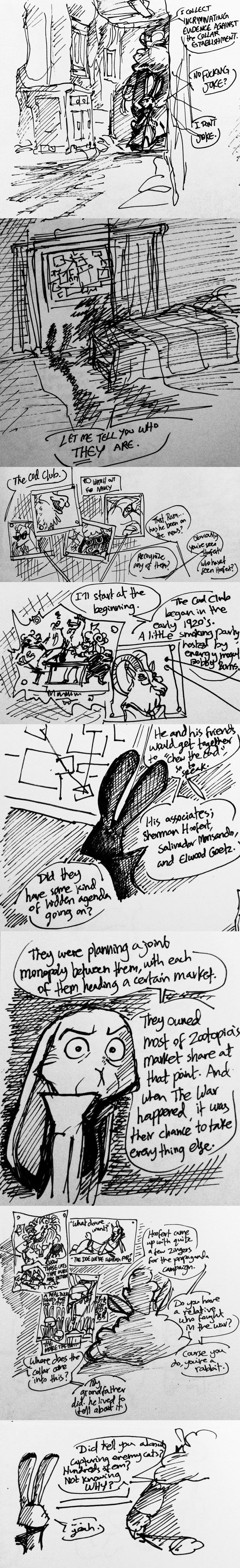 2016 absurd_res anthro camelid caprine cervine clothing coat comic deer dialogue disney eyewear feline female glasses goat hi_res judy_hopps lagomorph lion llama male mammal nicolaswildes_(artist) pen_(artwork) photo poster rabbit size_difference speech_bubble superabsurd_res text traditional_media_(artwork) trenchcoat zistopia zootopia