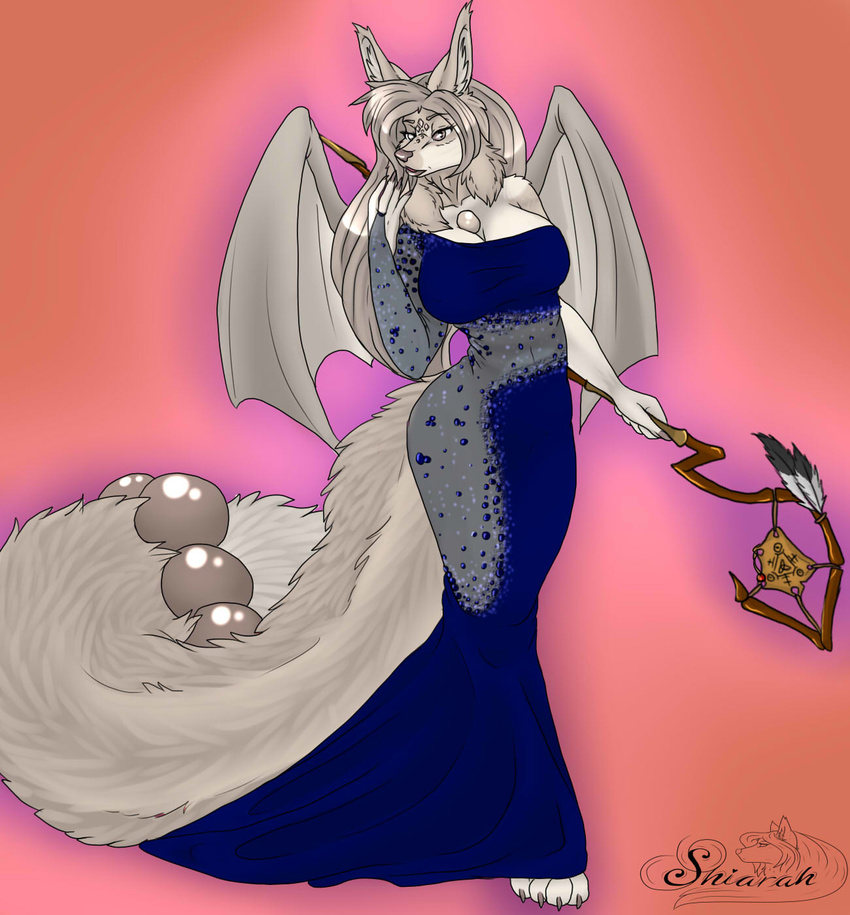 beads breasts canine cleavage clothed clothing female formal formal_dress fox gem invalid_tag magic_user mammal mimi shiarah solo sparkle staff teacup_fox winged_fox wings