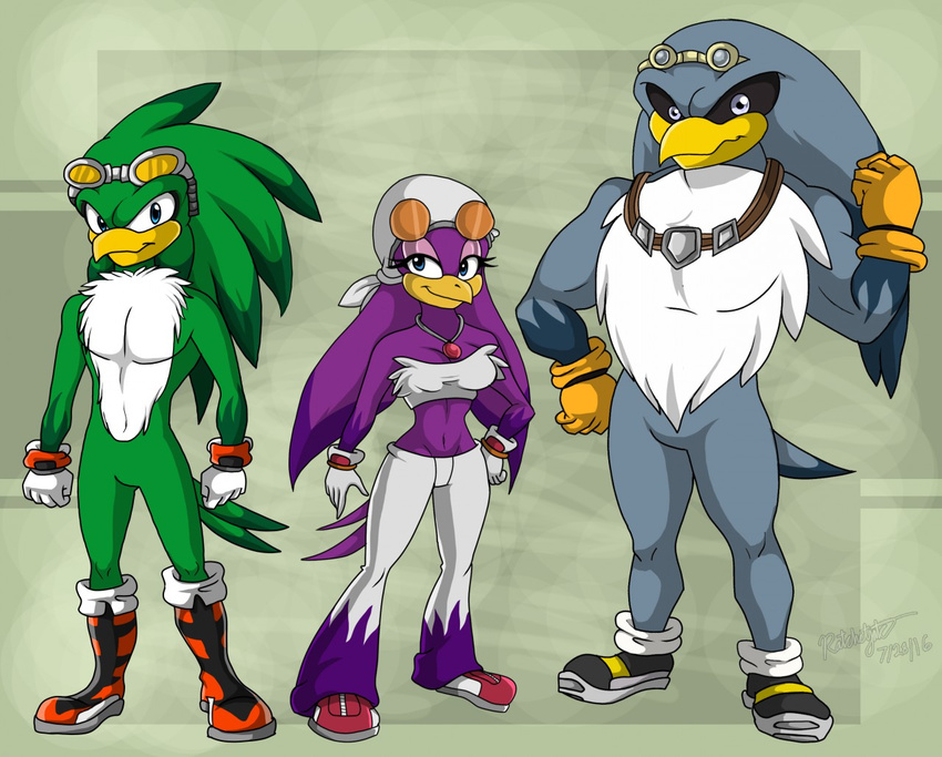 anthro avian bird boots clothing eyewear footwear gloves goggles hawk jeans jet_the_hawk pants ratchetjak sonic_(series) sonic_riders storm_the_albatross swallowing wave_the_swallow