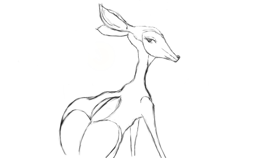 big_butt butt cervine deer feral giselle looking_at_viewer mammal open_season pencil_(artwork) traditional_media_(artwork)