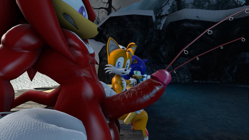 2016 3d_(artwork) anthro balls canine darksorm digital_media_(artwork) echidna erection fox group hedgehog knuckles_the_echidna male mammal miles_prower monotreme nude penis sonic_(series) sonic_the_hedgehog