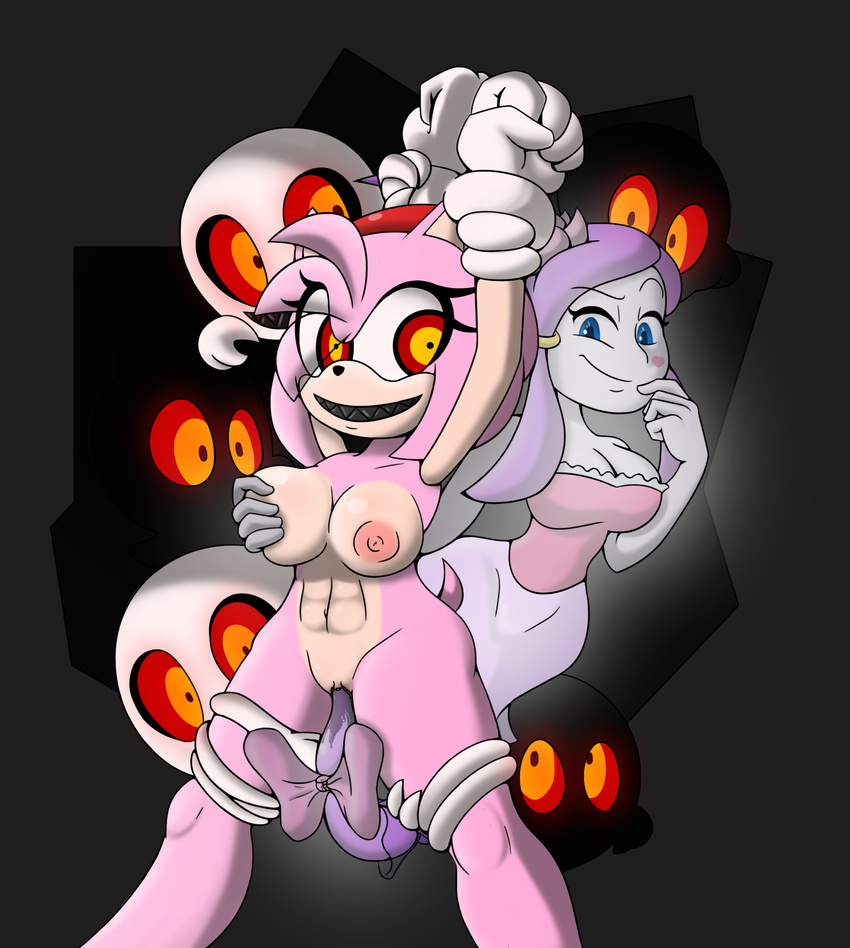 amy_rose anthro areola big_breasts breasts cleavage clothed clothing erect_nipples female fingering ghost ghost_girl group hedgehog mammal nipples nude penetration possession pussy sandunky sonic_(series) spirit vaginal vaginal_penetration