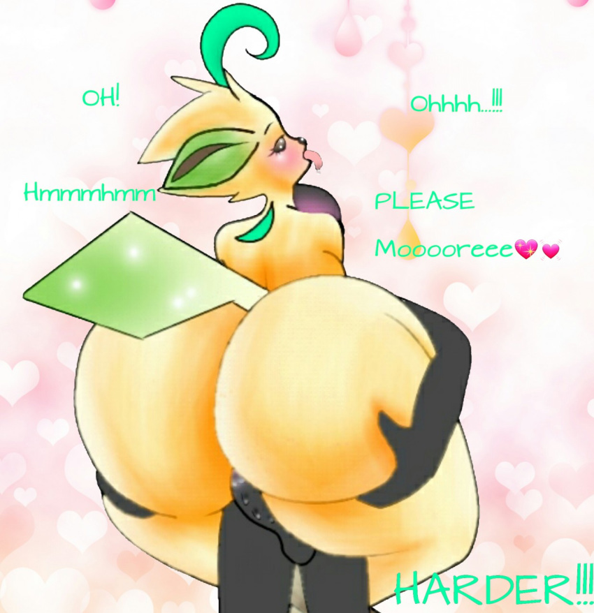 &lt;3 2019 anon anthro big_butt brown_eyes butt butt_grab canine cum cum_inside digital_media_(artwork) duo eeveelution eyelashes female fur hand_on_butt hi_res holding_butt holding_character huge_butt human human_on_anthro hyper hyper_butt interspecies jonhexelleirr leafeon looking_pleasured male male/female mammal nintendo open_mouth orgasm pok&eacute;mon pok&eacute;mon_(species) pok&eacute;morph rear_view sex text thick_thighs tongue tongue_out video_games voluptuous wide_hips yellow_fur