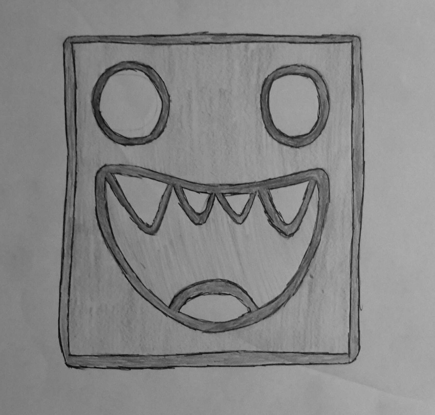 geometry_dash hi_res hindsy no_pupils not_furry robtop simple_background solo teeth tongue traditional_media_(artwork) video_games