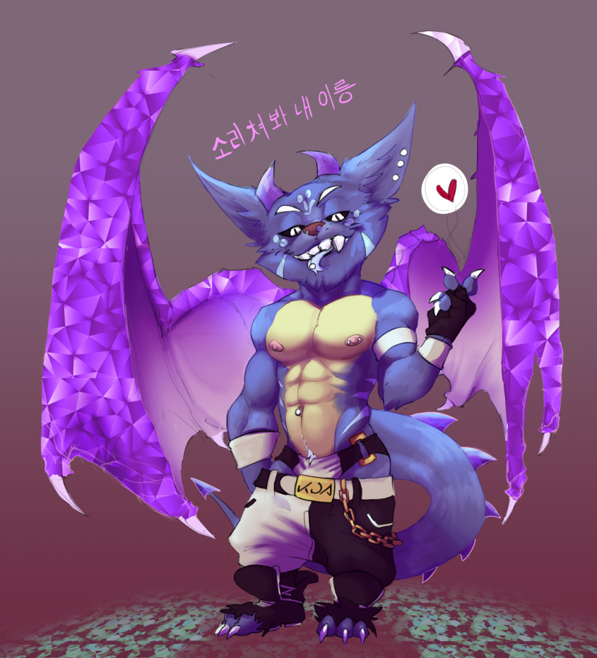 &lt;3 2018 2_horns 3_toes 4_fingers abs anthro arm_tuft barely_visible_bulge belly biceps big_muscles big_pecs black_belt black_clothing black_footwear black_gloves black_handwear black_sclera black_shoes black_speedo blue_arms blue_body blue_ears blue_face blue_fingers blue_fur blue_hands blue_inner_ear blue_legs blue_markings blue_neck blue_tail blue_toes blue_tongue bottomwear bristol brown_background bulge cheek_tuft chin_tuft claws clothed clothed_anthro clothed_male clothing clothing_ring colored deltoids digital_drawing_(artwork) digital_media_(artwork) ear_piercing ear_stud ear_tuft ears_aside elbow_tufts eyebrows facial_markings facial_tuft fan_character feet fingerless_gloves fingers footwear forked_tongue front_view full-length_portrait fur gloves gold_ring gradient_membrane handwear head_horn head_markings hi_res horn humanoid_hands k/da korean_text league_of_legends looking_at_viewer male male_anthro mammal markings membrane_(anatomy) multicolored_bottomwear multicolored_clothing multicolored_footwear multicolored_membrane multicolored_shoes muscular muscular_anthro muscular_male navel navel_piercing nipple_barbell nipple_piercing nipples obliques open_mouth open_smile pants pecs pictographics piercing pink_membrane pink_nipples pink_nose plantigrade portrait purple_horn purple_membrane purple_spikes purple_tail purple_wings red_heart riot_games serratus shaded shadow shoes short_anthro short_male simple_background skimpy smile smiling_at_viewer solo spade_tail speech_bubble speedo_ring standing tan_belly tan_body tan_chest tan_fur text toes tongue tongue_out topless topless_anthro topless_male torn_shoes trubus_(betathedragon) tuft two_tone_belt two_tone_bottomwear two_tone_clothing two_tone_footwear two_tone_membrane two_tone_pants two_tone_shoes two_tone_tail video_games white_armband white_belt white_bottomwear white_claws white_clothing white_eyebrows white_eyes white_footwear white_pants white_pubes white_shoes white_speedo wings yordle