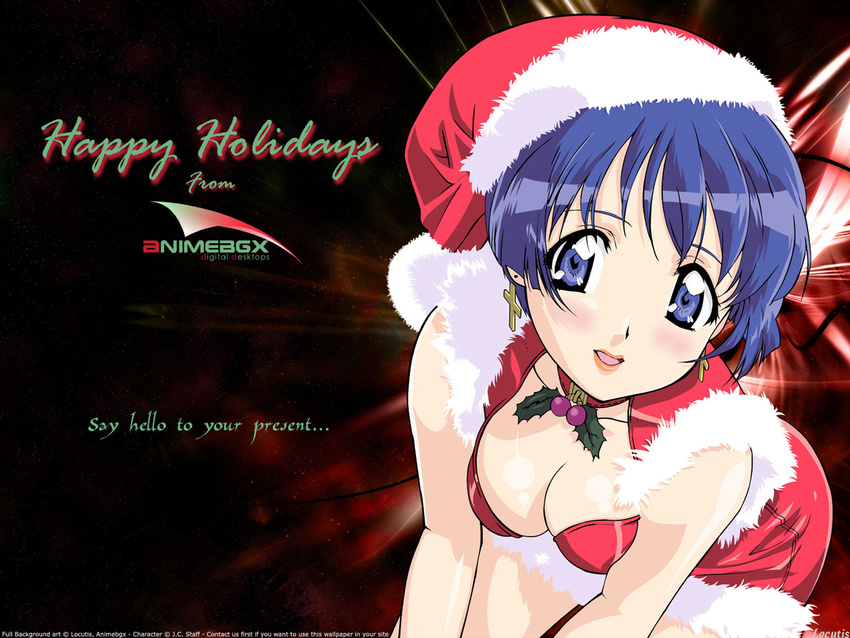 aoi_sakuraba blush blushing breasts christmas sakuraba_aoi short_hair skirt wallpaper