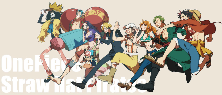 6+boys black_hair blonde_hair blue_hair brook buzz_cut crown franky green_hair hat highres long_hair minoru_(3136833) monkey_d_luffy multiple_boys multiple_girls nami_(one_piece) nico_robin one_piece orange_hair roronoa_zoro sanji scar scarf straw_hat sunglasses tony_tony_chopper usopp