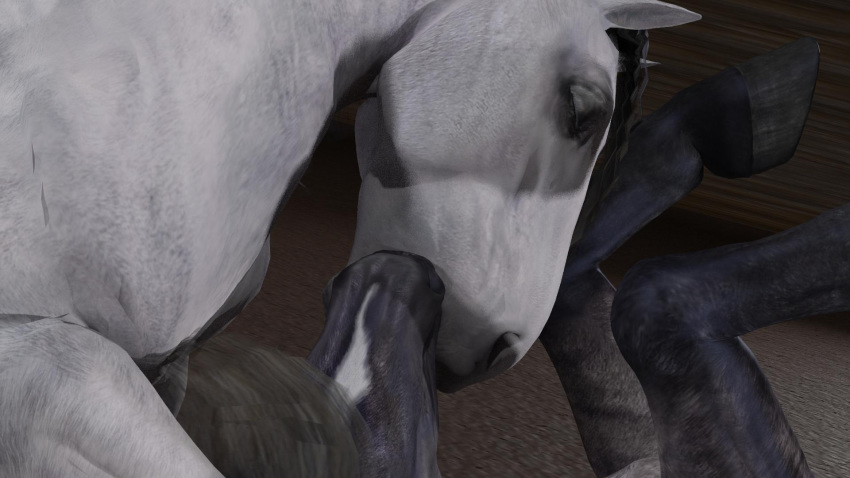 digital_media_(artwork) duo equine feral first_person_view hi_res horse kissing looking_at_viewer male mamal mammal sex trioami260