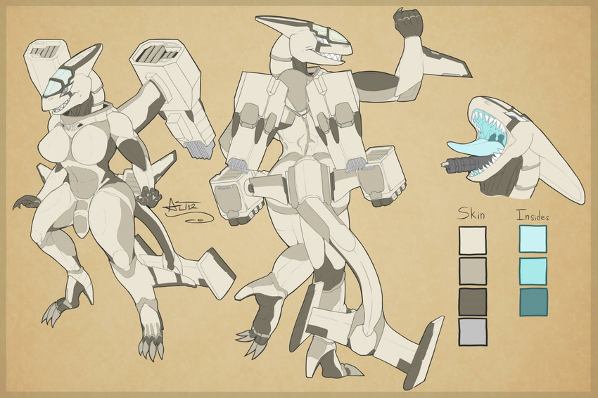 aircraft breasts featureless_breasts female living_aircraft living_machine machine model_sheet nude open_mouth solo standing whitedragon