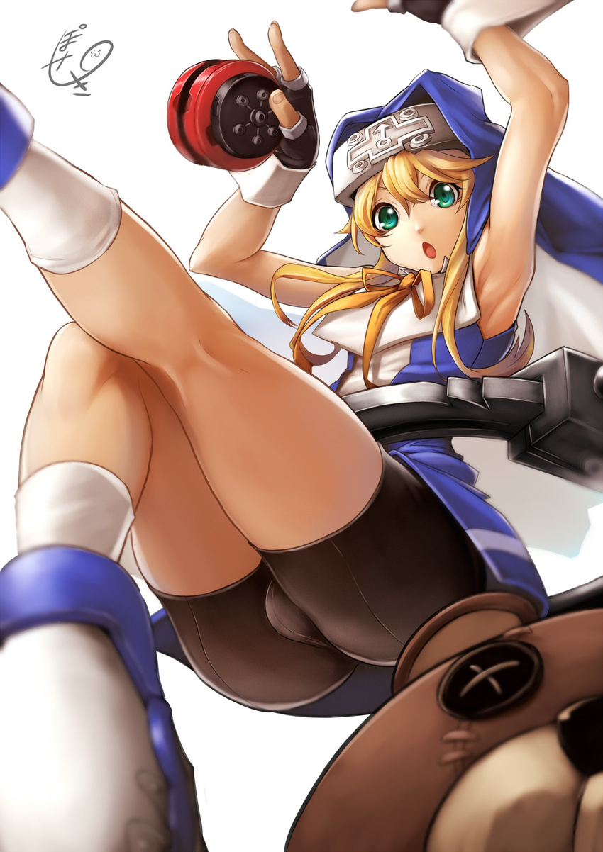 bike_shorts bridget_(guilty_gear) guilty_gear poseki signed trap