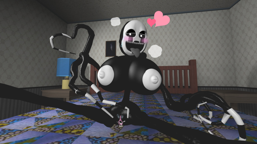 absurd_res big_breasts bodily_fluids breasts female five_nights_at_freddy's five_nights_at_freddy's_4 genital_fluids genitals heart_symbol hi_res huge_breasts humanoid nightmarionne_(fnaf) nipples open_pussy pussy scottgames solo tentacles vaginal_fluids white_nipples yuuki_momofox