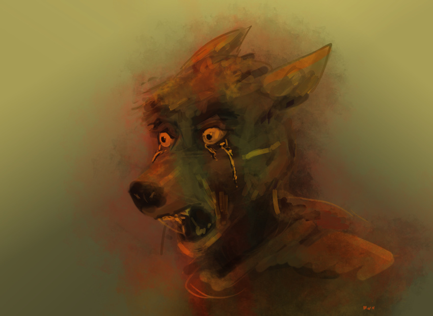 anthro canine digital_media_(artwork) emotional malaise male mammal marsonaut open_mouth tears thematic thousand_yard_stare wolf