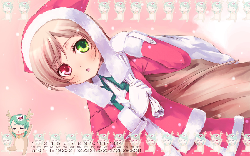 calendar christmas horns kanaria pokomi rozen_maiden suiseiseki wallpaper