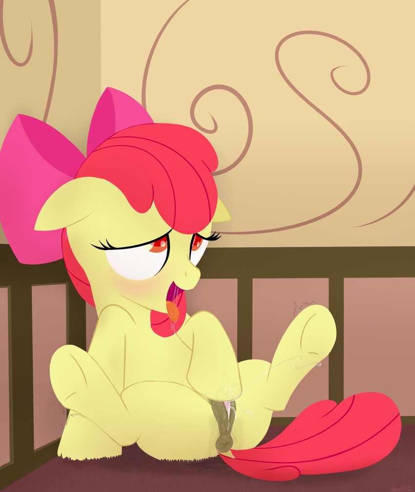 ahegao anatomically_correct anatomically_correct_pussy animal_genitalia animal_pussy anus apple_bloom_(mlp) blush butt carpet cub drooling dtcx97 earth_pony ejaculation equine equine_pussy female feral friendship_is_magic fur hair hair_bow hair_ribbon half-closed_eyes hooves horse leg_twitch looking_pleasured mammal masturbation my_little_pony open_mouth orgasm pony pussy pussy_ejaculation pussy_juice red_hair ribbons saliva sitting smile solo spread_legs spreading tongue tongue_out vaginal yellow_fur young