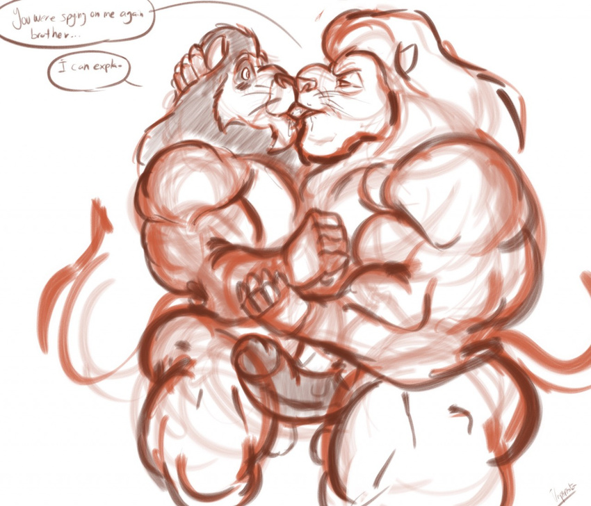 anthro anthro_on_anthro balls butt disney erection feline hyper hyper_muscles kissing lion male male/male mammal mufasa muscular penis scar_(the_lion_king) the_lion_king uniparasite