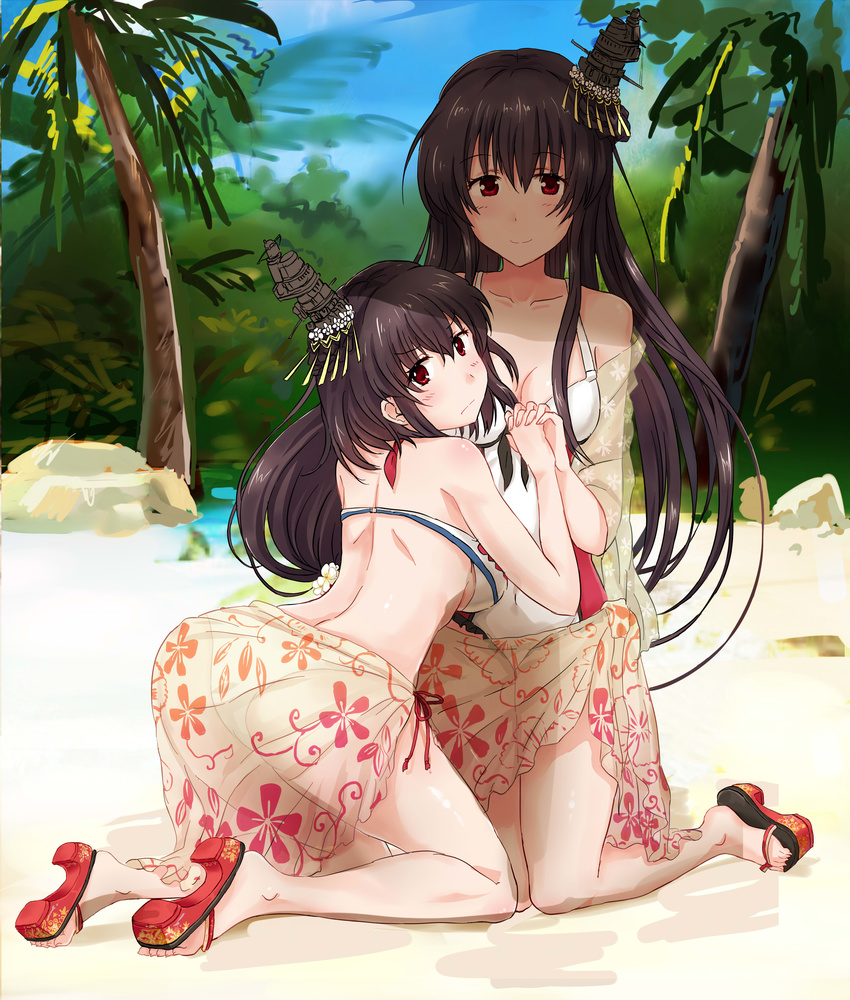 bikini fusou_(kancolle) kantai_collection see_through swimsuits yamashiro_(kancolle) yinzhai