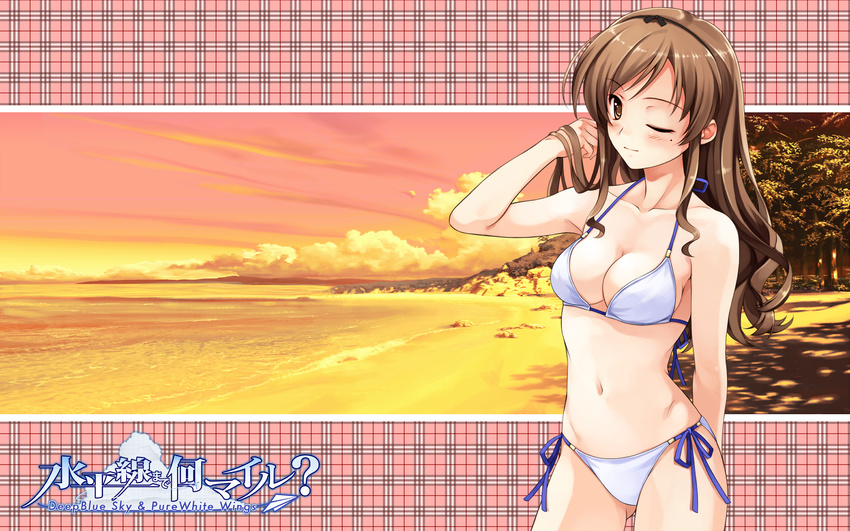 bikini blush cleavage deep_blue_sky_&amp;_pure_white_wings misaki_kurehito swimsuit