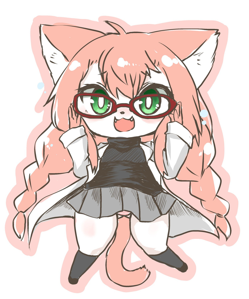 cat cat_busters character_request furry glasses green_eyes long_hair pink_hair shinobe twintails