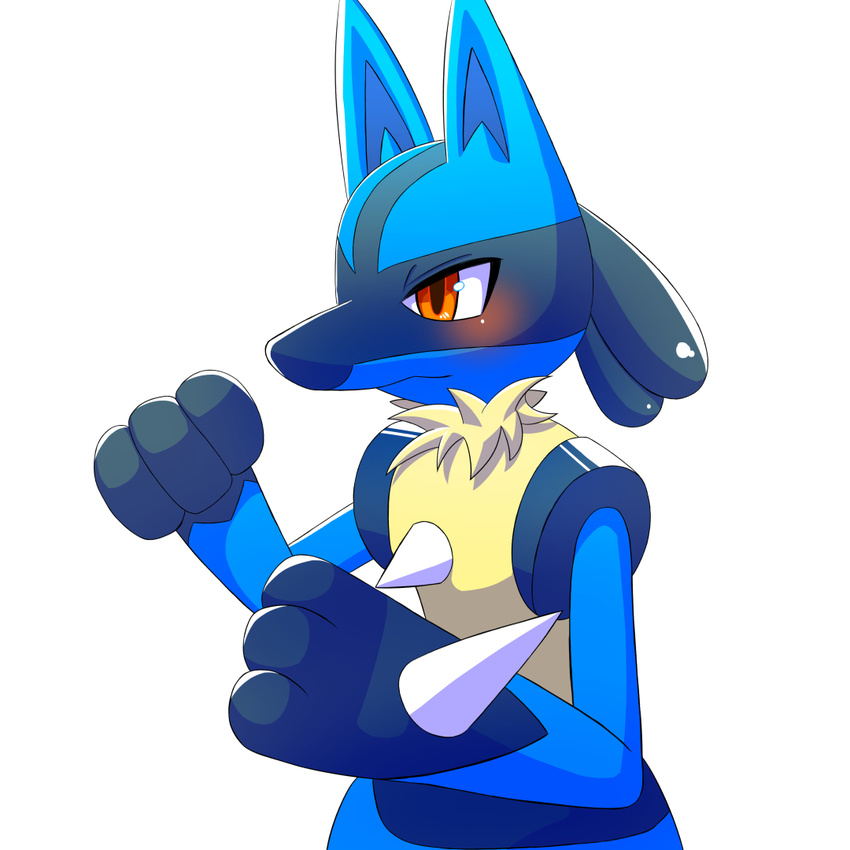 anthro fur lucario mammal nintendo pok&eacute;mon simple_background video_games wycicus