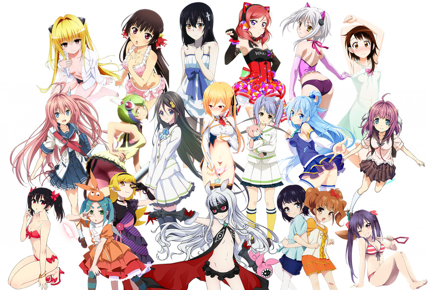 ao_no_kanata_no_four_rhythm ass bikini cleavage crossover feet gakkou_gurashi! golden_darkness heels highschool_dxd horns izumi_reina kumamakura_kurumi love_live! musaigen_no_phantom_world nisekoi nishikino_maki no_bra open_shirt pantsu saijaku_muhai_no_bahamut seifuku strike_the_blood swimsuits to_love_ru transparent_png