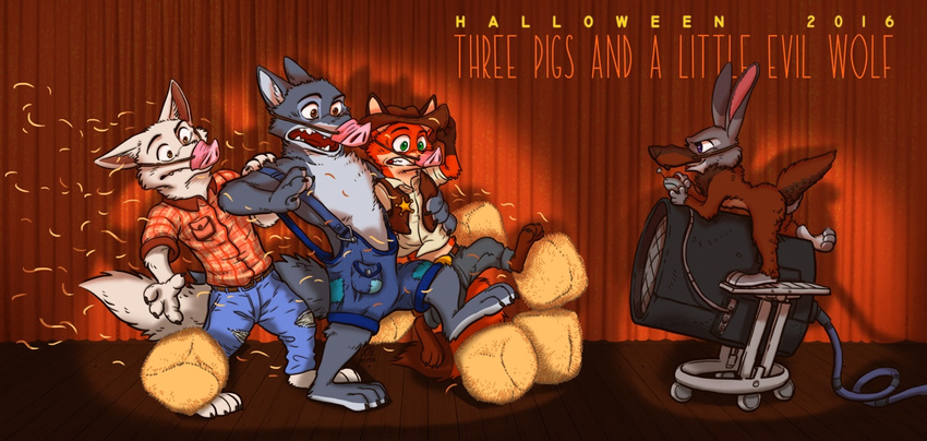 2016 anthro canine disney female fox fur halloween holidays judy_hopps kit-ray-live lagomorph male mammal nick_wilde rabbit wolf zootopia