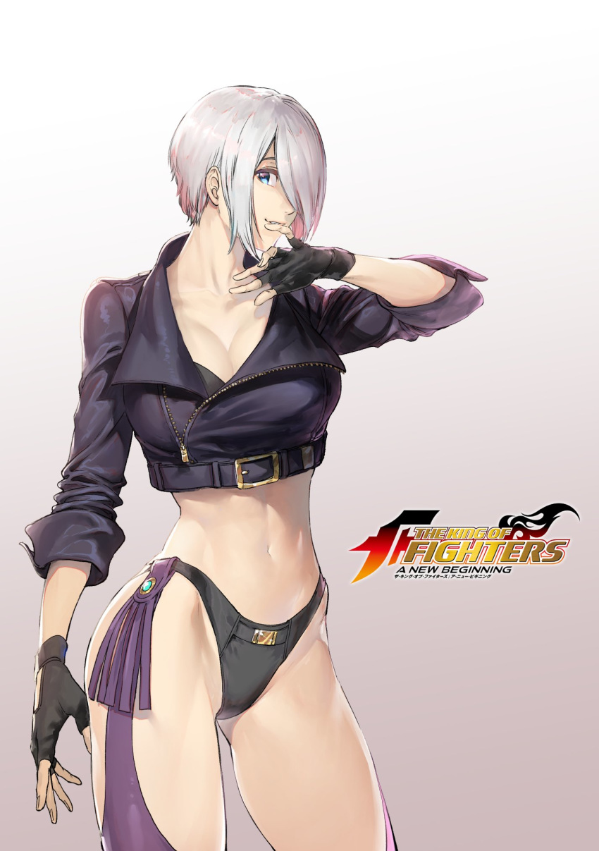 1girl angel_(kof) blue_eyes breasts cleavage highres king_of_fighters large_breasts midriff navel snk tagme