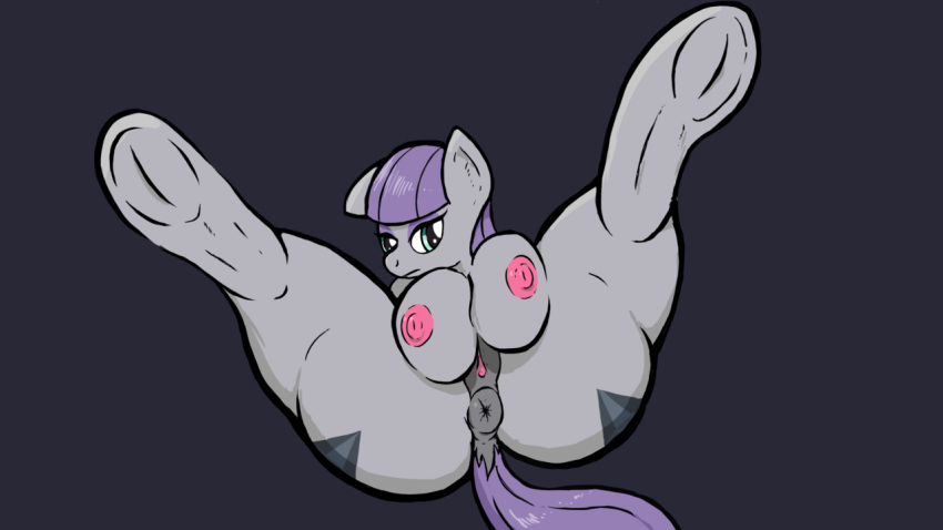 anus big_butt big_teats butt equine feral friendship_is_magic horse lying mammal maud_pie_(mlp) my_little_pony nipples on_back poneboning pony pussy spread_legs spreading teats thick_thighs