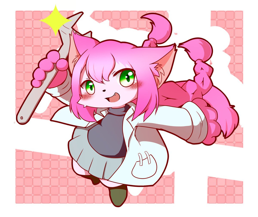aritst_request cat cat_busters character_request furry green_eyes long_hair open_mouth pink_hair twintails