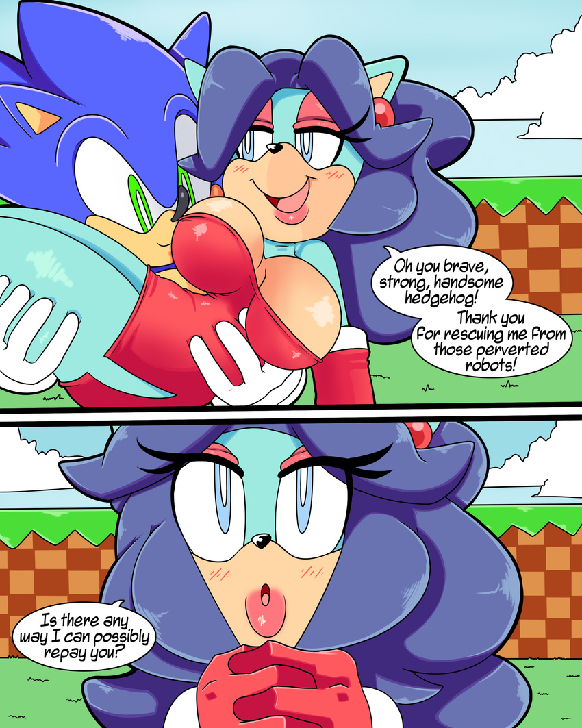 adventures_of_sonic_the_hedgehog big_breasts breasts breezie_the_hedgehog cloudz comic dreamcastzx1 female hedgehog huge_breasts male mammal sonic_(series) sonic_the_hedgehog tight_outfit