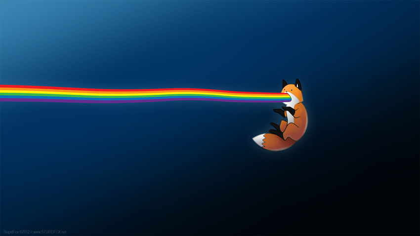 ambiguous_gender canine cute emily_chan feral fox fur gloves_(marking) gradient_background hi_res mammal markings open_mouth rainbow simple_background socks_(marking) solo stupidfox technicolor_yawn vomit