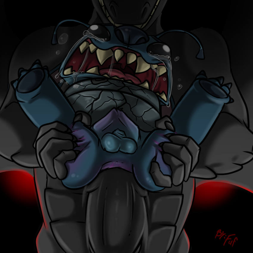 abdominal_bulge alien anal anal_penetration bdsm big_dom/small_sub blood bondage bound bruised claw_marks crying disney dragon extreme_penetration forced fuf garret_mvahd_(oc) lilo_and_stitch male male/male multi_limb penetration rape sadism scalie screaming sex sexual_torture stand_and_carry_position standing stitch stretching tears