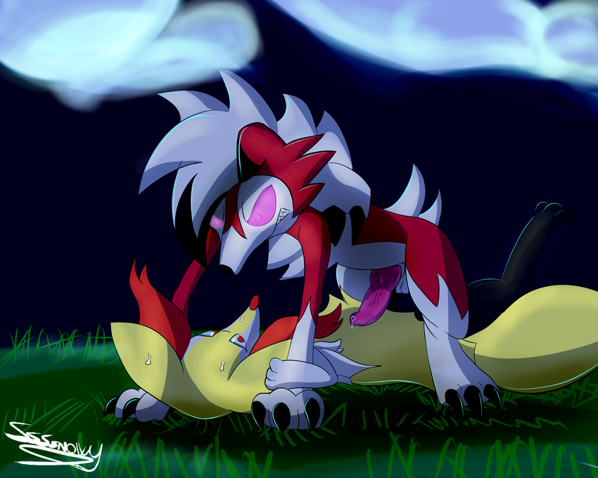 braixen claws cloud cum feral grass lycanroc male nintendo paws penis pok&eacute;mon ssssnowy video_games