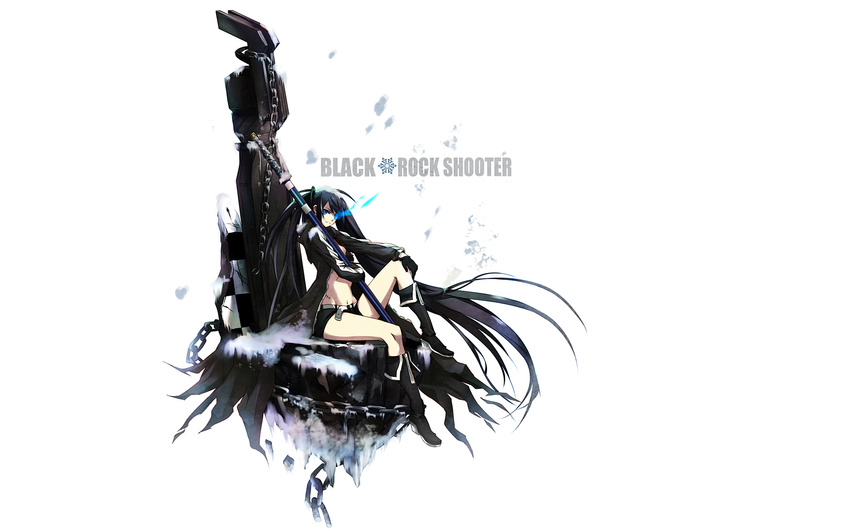 black_rock_shooter black_rock_shooter_(character) gun sword white