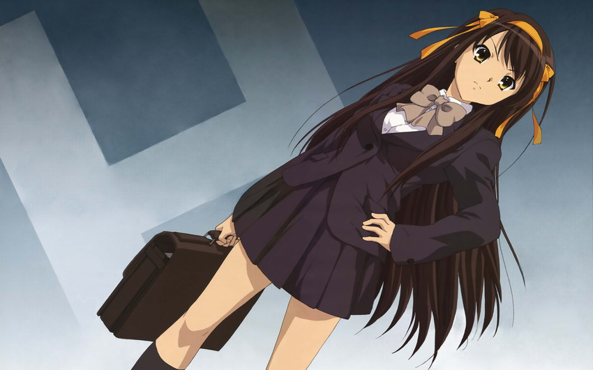 bag h hair_ribbon highres ikeda_shouko kouyouen_academy_uniform long_hair ribbon satchel school_uniform solo suzumiya_haruhi suzumiya_haruhi_no_shoushitsu suzumiya_haruhi_no_yuuutsu very_long_hair