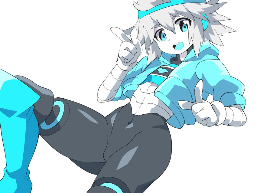 :d android backwards_hat baseball_cap blue_eyes bomber_jacket boots gloves grey_hair hat jacket knee_boots looking_at_viewer magatatara male_focus napstablook open_mouth personification smile solo undertale white_gloves