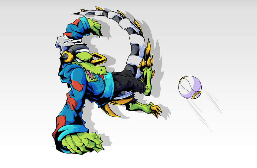 anthro ball clothing crocodile crocodilian headphones latch lethal_league majmajor male reptile scalie