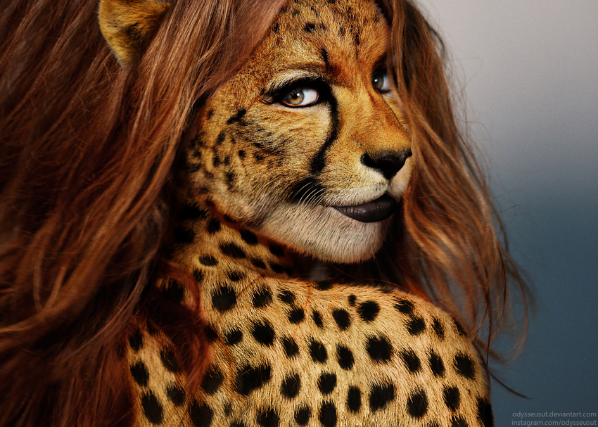 anthro cheetah edit feline female mammal odysseusut photo_manipulation photomorph