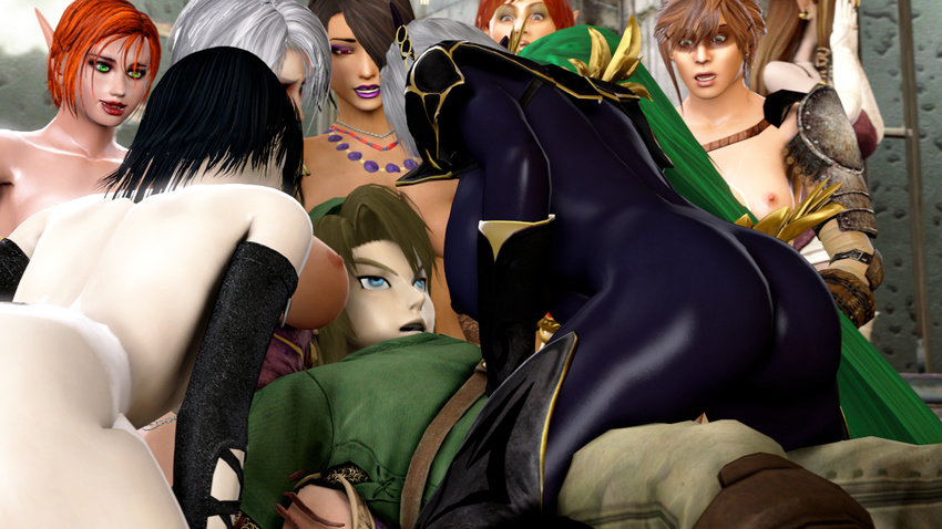 1boy 3d cheating clothed_male_nude_female cowgirl_position crossover crying dark_elf dark_hair dark_skin final_fantasy harem interracial isabella_valentine kid_icarus link lulu multiple_girls netorare nualia palutena pointy_ears princess_zelda silver_hair soulcalibur_iv source_filmmaker the_legend_of_zelda the_legend_of_zelda:_twilight_princess