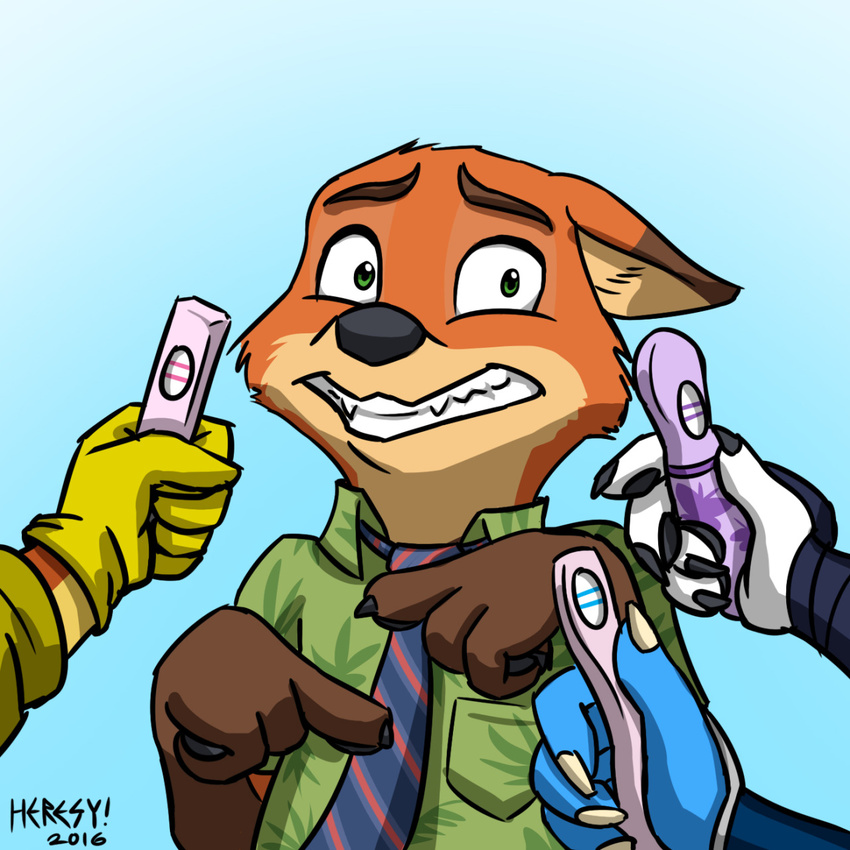 alopex anthro canine carmelita_fox clothed clothing disney female fox group icantbelieveitsnotheresy invalid_tag krystal male mammal nick_wilde nintendo scared simple_background sly_cooper_(series) star_fox teenage_mutant_ninja_turtles video_games zootopia