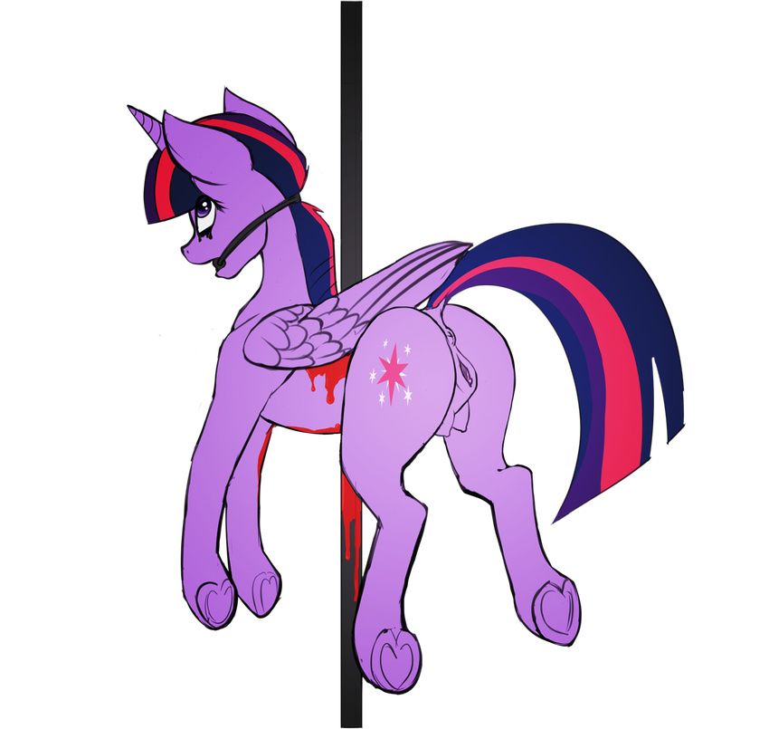 2016 alpha_channel anus blood cutie_mark equine feathered_wings feathers female feral friendship_is_magic fur gag gore hair hooves horn impalement long_hair mammal my_little_pony nude purple_eyes purple_feathers purple_fur purple_hair pussy sanfingulipunrapin solo teats twilight_sparkle_(mlp) winged_unicorn wings