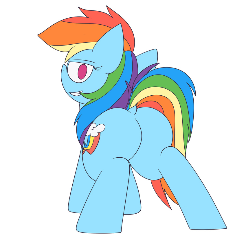 alpha_channel butt cutie_mark equine female feral friendship_is_magic hair half-closed_eyes looking_at_viewer looking_back mammal mr_rottson multicolored_hair my_little_pony pegasus rainbow_dash_(mlp) smile teeth wings