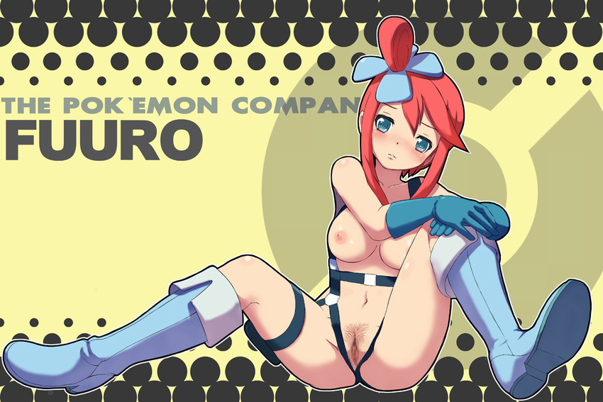 bee-j1 blue_eyes blush breasts censored fuuro fuuro_(pokemon) gym_leader makoto_daikichi nipples nude pokemon pokemon_(game) pokemon_black_and_white pokemon_bw pubic_hair pussy red_hair