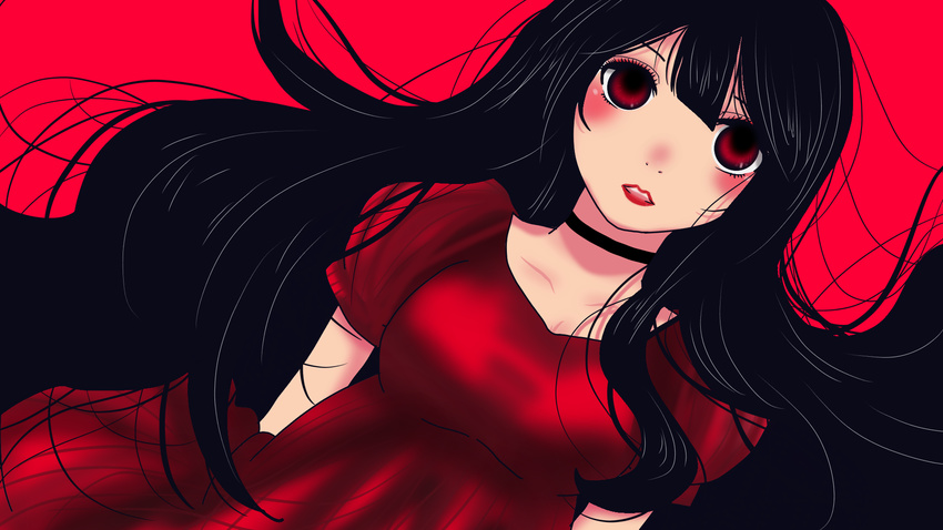 black_hair magata_shiki red_dress red_eyes subete_ga_f_ni_naru